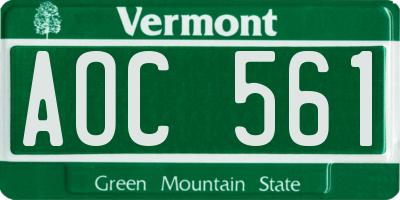 VT license plate AOC561