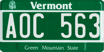 VT license plate AOC563