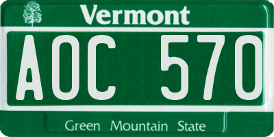 VT license plate AOC570