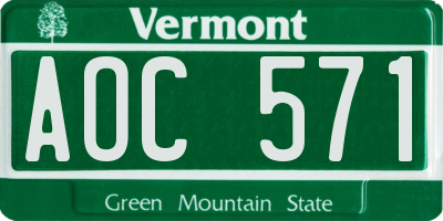 VT license plate AOC571