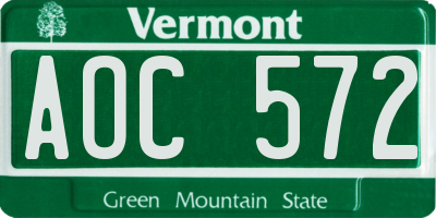 VT license plate AOC572
