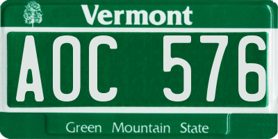 VT license plate AOC576