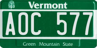 VT license plate AOC577