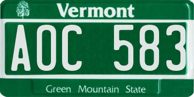 VT license plate AOC583