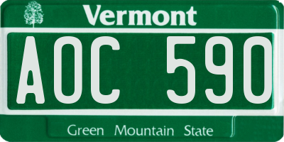 VT license plate AOC590