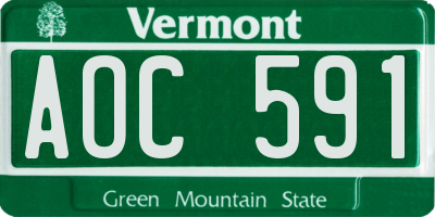 VT license plate AOC591