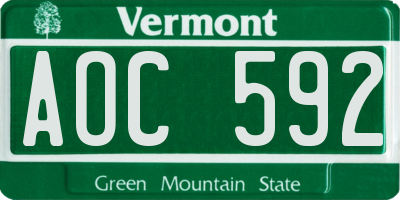 VT license plate AOC592