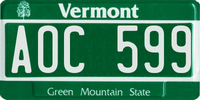 VT license plate AOC599