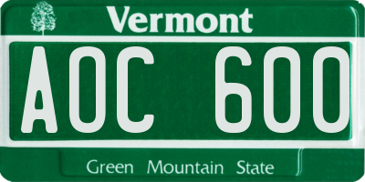 VT license plate AOC600