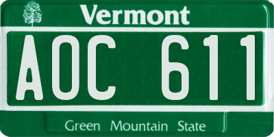 VT license plate AOC611