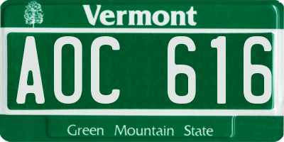VT license plate AOC616