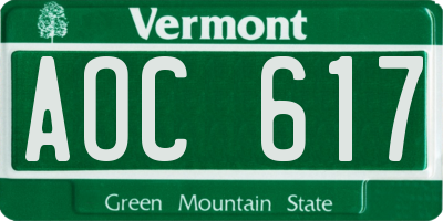 VT license plate AOC617