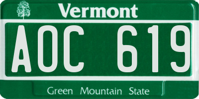 VT license plate AOC619