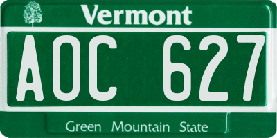 VT license plate AOC627