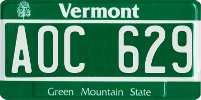 VT license plate AOC629