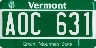 VT license plate AOC631