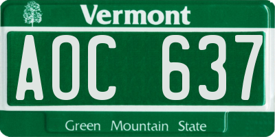 VT license plate AOC637