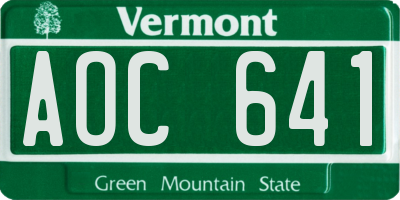 VT license plate AOC641