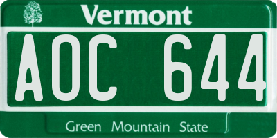 VT license plate AOC644