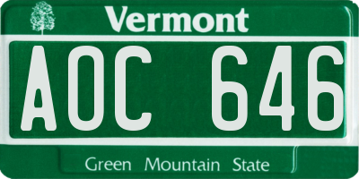VT license plate AOC646