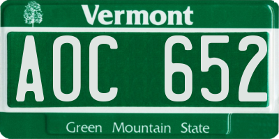 VT license plate AOC652