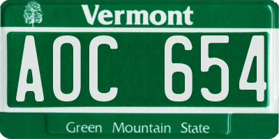 VT license plate AOC654