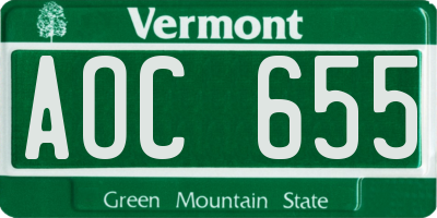 VT license plate AOC655