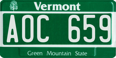 VT license plate AOC659