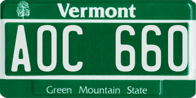 VT license plate AOC660