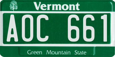 VT license plate AOC661