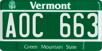 VT license plate AOC663