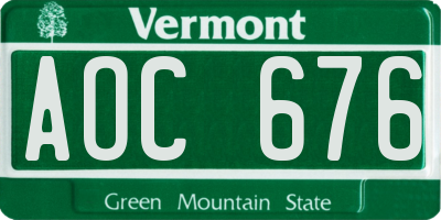VT license plate AOC676