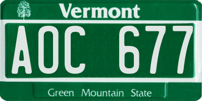 VT license plate AOC677