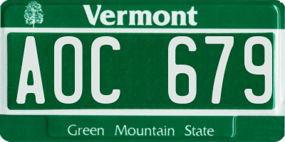 VT license plate AOC679