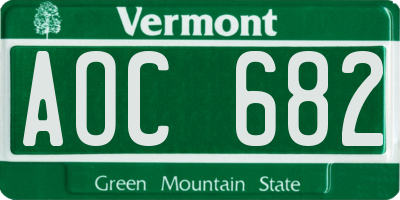 VT license plate AOC682