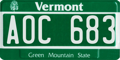 VT license plate AOC683