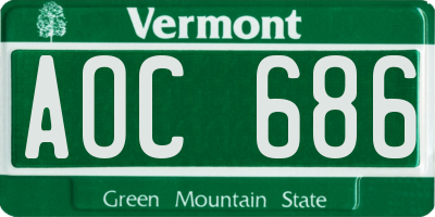 VT license plate AOC686