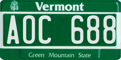 VT license plate AOC688