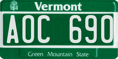 VT license plate AOC690