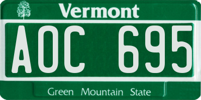 VT license plate AOC695