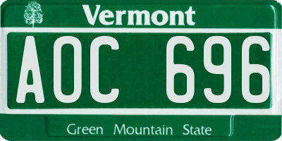 VT license plate AOC696