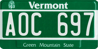 VT license plate AOC697