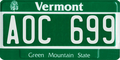 VT license plate AOC699