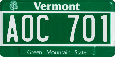 VT license plate AOC701