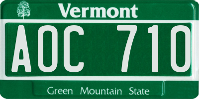 VT license plate AOC710