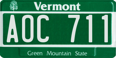VT license plate AOC711
