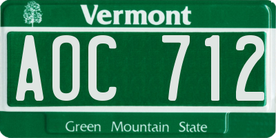 VT license plate AOC712