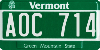 VT license plate AOC714