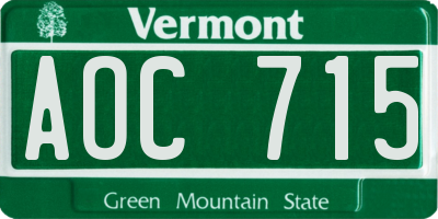 VT license plate AOC715