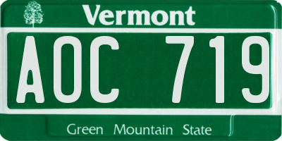 VT license plate AOC719